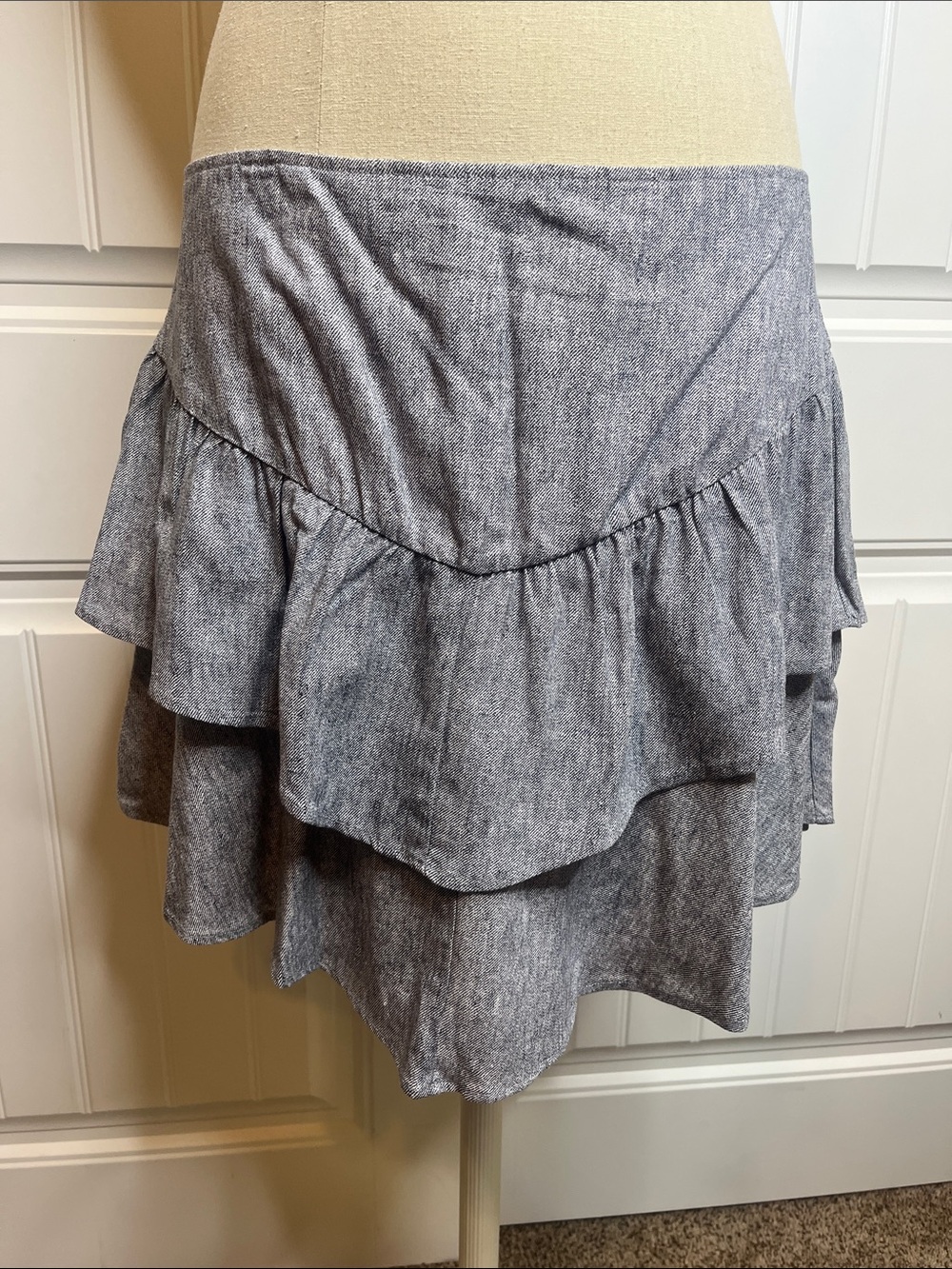 Layered Ruffle A-Line Skirt, Gray- BCBGeneration